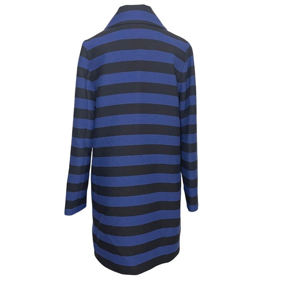 Trina Turk Womens Striped Topper Pea Coat Sz 10 Retro Mod Preppy Nautical Bold - Picture 2 of 13
